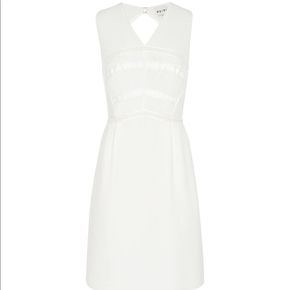 Elodie Pleated Creme Reiss dress - Picture 5 of 8